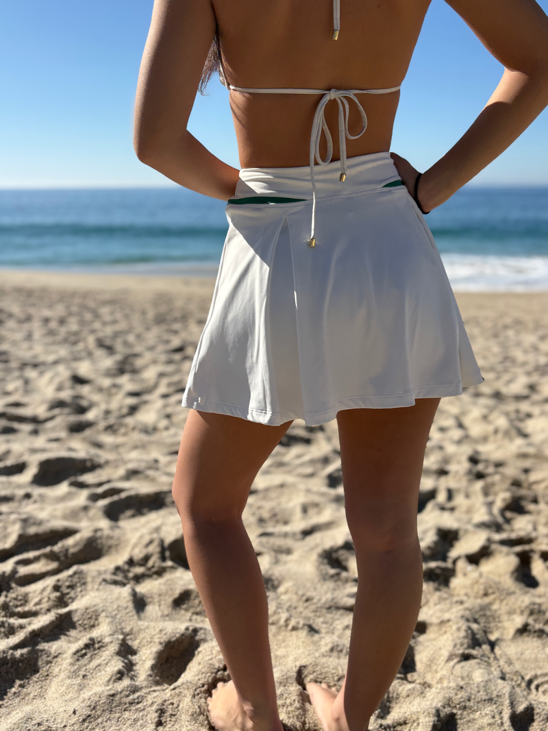Pickle Ball BB White and Green High Waisted Tennis Skirt
