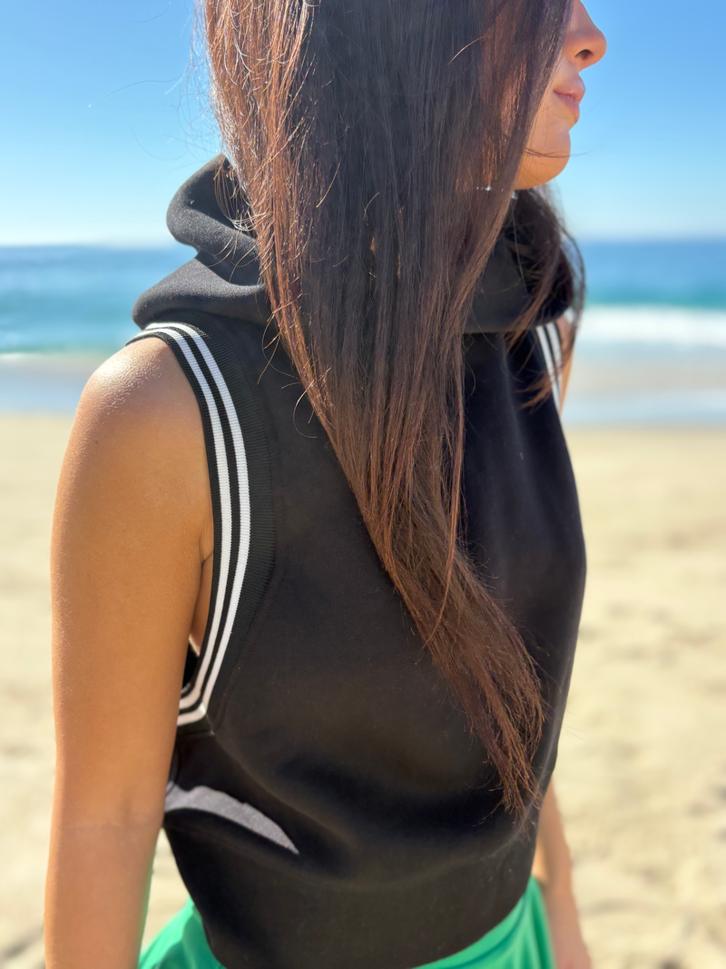 BB Cropped Hoodie Tank - Striped